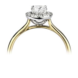 14k BICOLOR HALO-ROZETRING MET 0,16ct H-SI CENTER OMRINGT DOOR 16 KLEINERE DIAMANTEN 0,08ct - 10069195