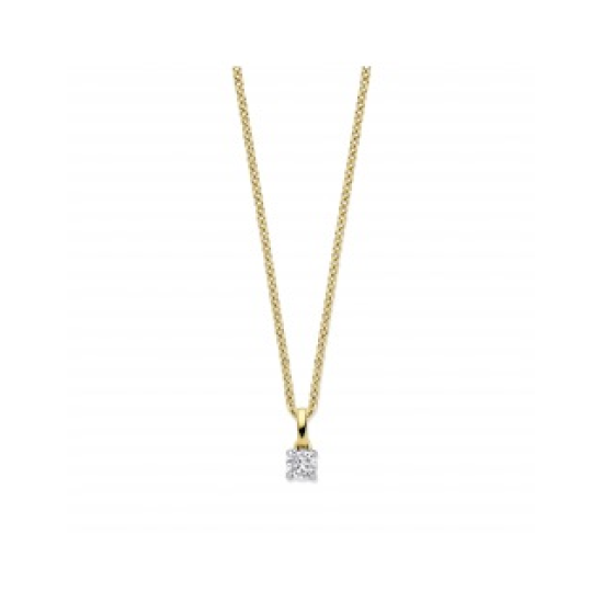MORI 14k ANKERKETTING EN BICOLOR HANGER MET 0,15ct H-SI LG DIAMANT - 10069198