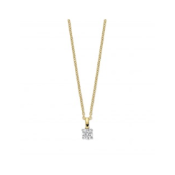 MORI 14k GG ANKERKETTING EN BICOLOR HANGER MET 0,25ct H-SI LG DIAMANT - 10069199