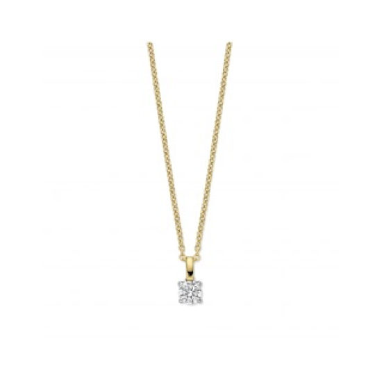 MORI 14k GG ANKERKETTING EN BICOLOR HANGER MET 0,25ct H-SI LG DIAMANT - 10069199