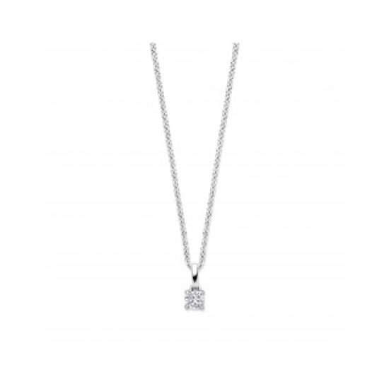 MORI 14k WG ANKERKETTING EN HANGER MET 0,25ct H-SI LG DIAMANT - 10069200