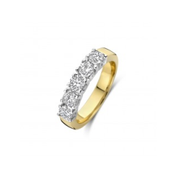 MORI 14k BICOLOR ALLIANCE RING MET 5x.25ct LG DIAMANT H-SI - 10069201 MORI 14k BICOLOR ALLIANCE RING MET 5x.25ct LG DIAMANT H-SI - 10069201