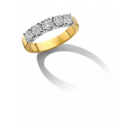 MORI 14k BICOLOR ALLIANCE RING MET 5x.25ct LG DIAMANT H-SI - 10069201 MORI 14k BICOLOR ALLIANCE RING MET 5x.25ct LG DIAMANT H-SI - 10069201