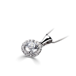 14k BICOLOR HALO-ROZET HANGER MET 0,58ct LG DIAMANTEN - 10069207