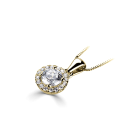 14k BICOLOR HALO-ROZET HANGER MET 0,58ct LG DIAMANTEN - 10069207