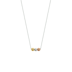 14k WG COLLIER MET TRICOLOR BOLLETJES - 10069217 14k WG COLLIER MET TRICOLOR BOLLETJES - 10069217