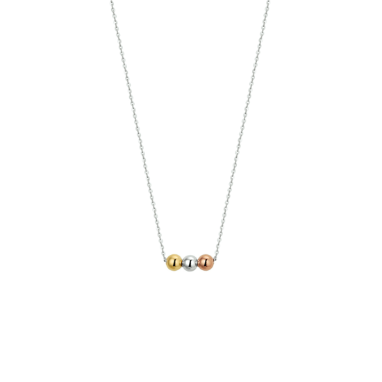 14k WG COLLIER MET TRICOLOR BOLLETJES - 10069217 14k WG COLLIER MET TRICOLOR BOLLETJES - 10069217