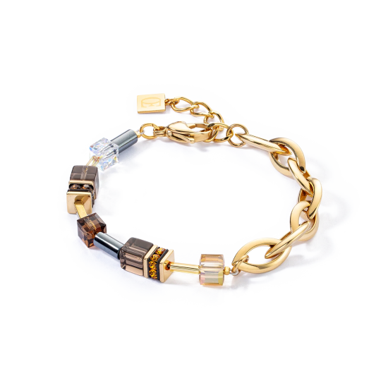 COEUR DE LION GEOCUBE BRACELET CHUNKY CHAIN GOLD BROWN - 4524/30-1116 - 10069222