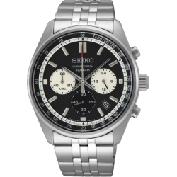 SEIKO STALEN HERENHORLOGE ZWARTE "PANDA" WIJZERPLAAT MET CHRONOGRAAF EN DATUM SSB429P1 - 10069231