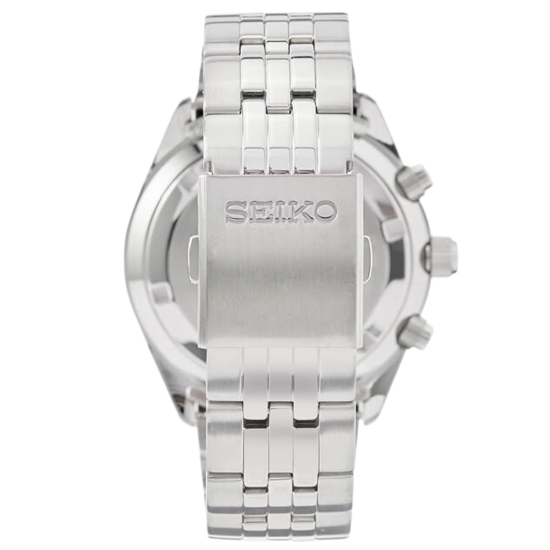 SEIKO STALEN HERENHORLOGE ZWARTE "PANDA" WIJZERPLAAT MET CHRONOGRAAF EN DATUM SSB429P1 - 10069231