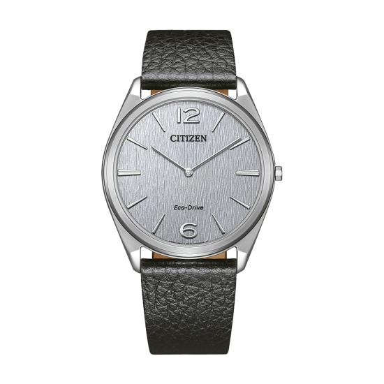 CITIZEN "SURATTO" ECODRIVE HERENHORLOGE STAAL MET LEREN BAND EN GRIJZE WIJZERPLAAT AR3120-24L - 10069251
