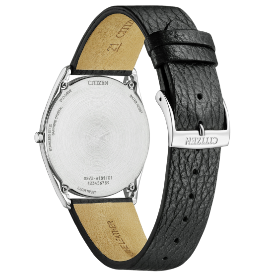 CITIZEN "SURATTO" ECODRIVE HERENHORLOGE STAAL MET LEREN BAND EN GRIJZE WIJZERPLAAT AR3120-24L - 10069251