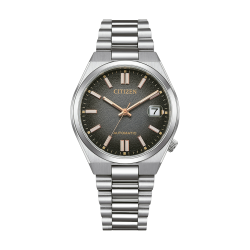CITIZEN "TSUYOSA TIME SLIP" STALEN HERENHORLOGE AUTOMATIC MET GRIJZE WIJZERPLAAT  NJ0200-50E - 10069253