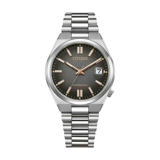 CITIZEN "TSUYOSA TIME SLIP" STALEN HERENHORLOGE AUTOMATIC MET GRIJZE WIJZERPLAAT  NJ0200-50E - 10069253