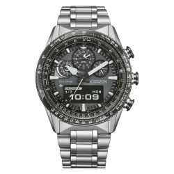 CITIZEN "PRO-MASTER SKY" ECODRIVE RADIO CONTROLLED HERENHORLOGE STAAL ANTRACIET WIJZERPLAAT JV2006-55H - 10069258