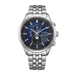 CITIZEN ECODRIVE RADIO CONTROLLED MOONPHASE STAAL BLAUWE WIJZERPLAAT BY1030-50L - 10069259