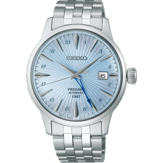 SEIKO "PRESAGE GMT COCTAIL" AUTOMATIC HERENHORLOGE STAAL BLAUWE WIJZERPLAAT SSK037J1 - 10069272
