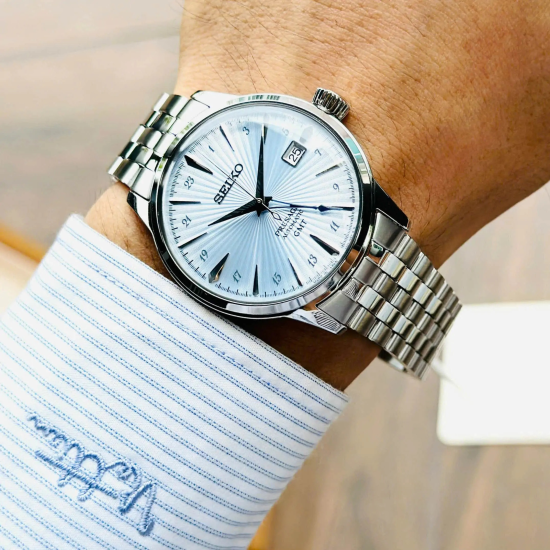 SEIKO "PRESAGE GMT COCTAIL" AUTOMATIC HERENHORLOGE STAAL BLAUWE WIJZERPLAAT SSK037J1 - 10069272