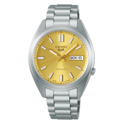 SEIKO "5 SPORTS" HEREN AUTOMATIC STAAL GELE WIJZERPLAAT DAG DATUM SRPL59K1 - 10069273
