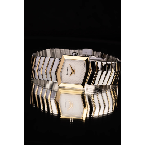 BALMAIN "TAFFETAS" BICOLOR DOUBLÉ DAMESHORLOGE MET CRÉME KLEURIGE WIJZERPLAAT B46523928 - 10069277 BALMAIN "TAFFETAS" BICOLOR DOUBLÉ DAMESHORLOGE MET CRÉME KLEURIGE WIJZERPLAAT B46523928 - 10069277