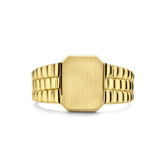 14k GG "ROLEX" ZEGELRING MET 6KANT GEMATTEERD GRAVEEROPPERVLAKTE - 10069302