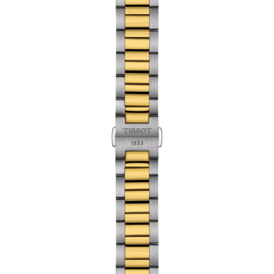 TISSOT "PR100" BICOLOR-STAAL/GEELGOUD-DOUBLÉ HERENHORLOGE CRÉME WIJZERPLAAT - 10069303