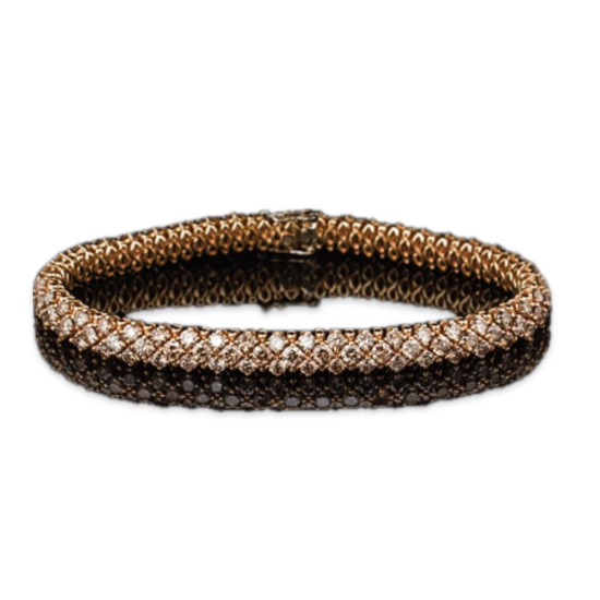 18k ROSÉGOUDEN ARTUR SCHOL ARMBAND MET 127 DIAMANTEN 10,41ct CHAMPAGNE - 10069307