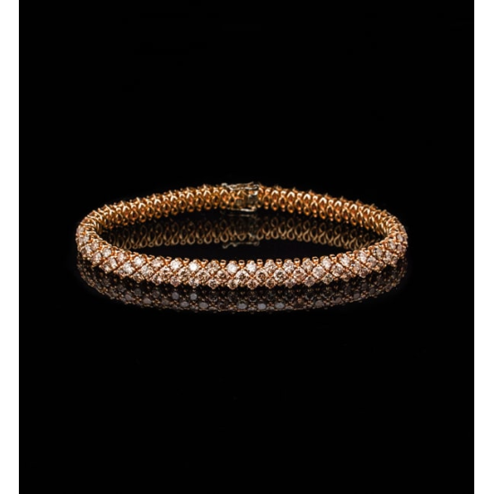 18k ROSÉGOUDEN ARTUR SCHOL ARMBAND MET 127 DIAMANTEN 10,41ct CHAMPAGNE - 10069307