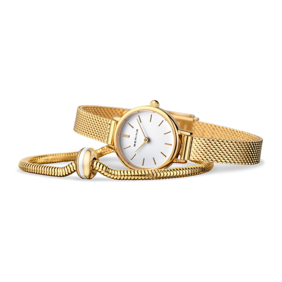 BERING DAMES HORLOGE GIFT SET "LOVELY'  INCL. ARMBAND GOUDKLEUR - 11022-334-Lovely-1-GWP190 - 10069314
