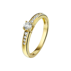 14k GEELGOUDEN RING MET ZIRCONIAS - 10069330