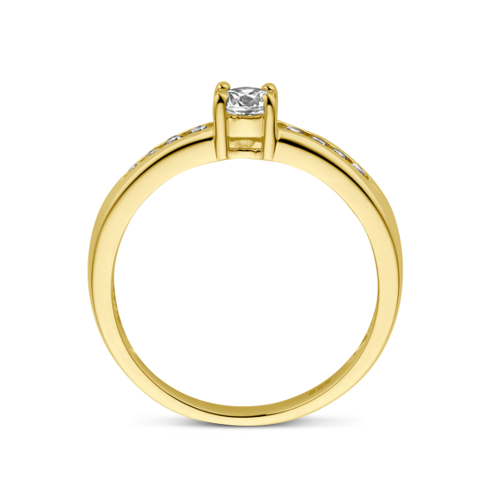 14k GEELGOUDEN RING MET ZIRCONIAS - 10069330