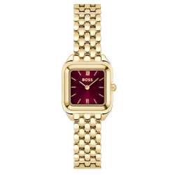 HUGO BOSS "MAE PETITE" DAMESHORLOGE GG-DOUBLÉ RODE WIJZERPLAAT HB1502824 - 10069331