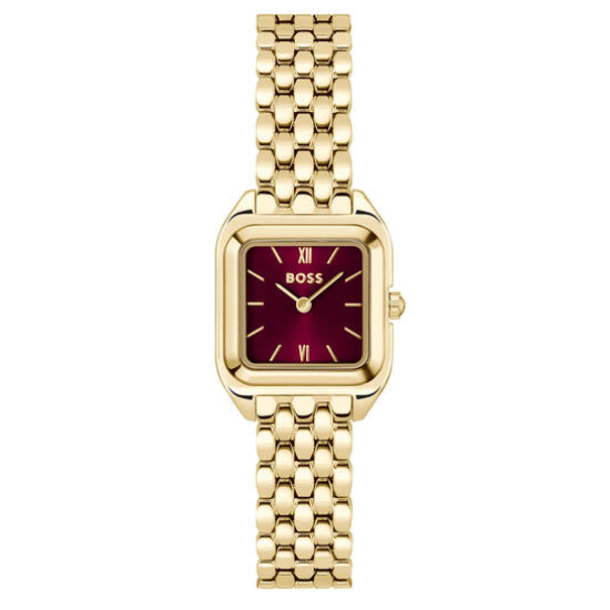 HUGO BOSS "MAE PETITE" DAMESHORLOGE GG-DOUBLÉ RODE WIJZERPLAAT HB1502824 - 10069331