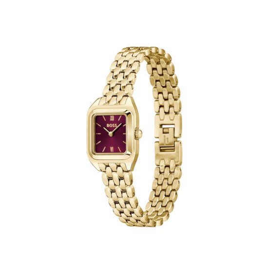 HUGO BOSS "MAE PETITE" DAMESHORLOGE GG-DOUBLÉ RODE WIJZERPLAAT HB1502824 - 10069331