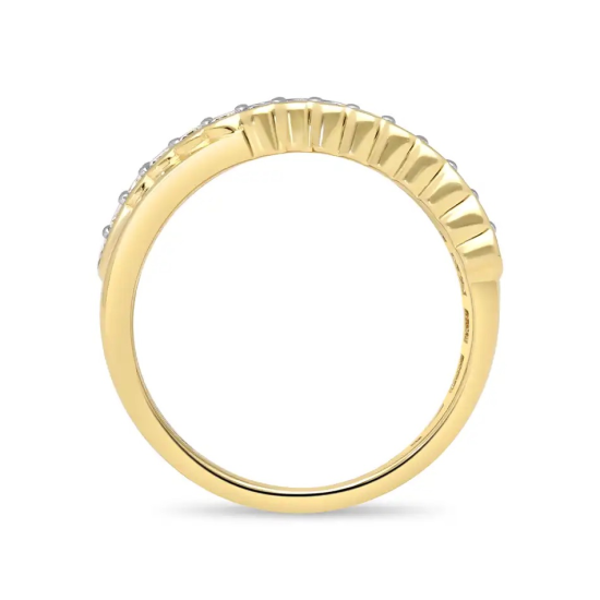14k GG CROSSOVER RING MET 2 RIJEN TOTAAL 30 NATUURLIJKE DIAMANTEN 0,70ct H-SI - 10069334