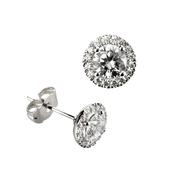 14k BICOLOR HALO-ROZET OORSTEKERS MET 0,48ct NATUURLIJKE DIAMANT - 10069339