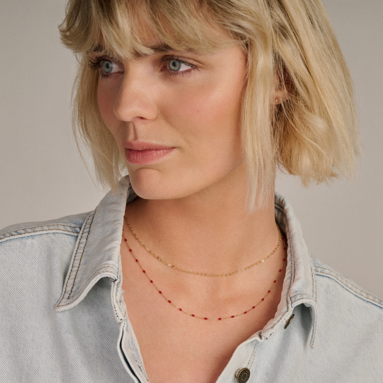 BLUSH 14k GG 2mm RONDE PLAATJES COLLIER 3198YGO - 10069357