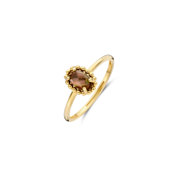 BLUSH 14k GG RING MET OVALE GEFACETTEERDE BERGKRISTAL MET ZWARTE PARELMOER ERONDER - 10069363