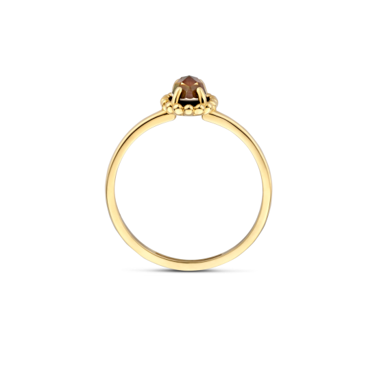 BLUSH 14k GG RING MET OVALE GEFACETTEERDE BERGKRISTAL MET ZWARTE PARELMOER ERONDER - 10069363