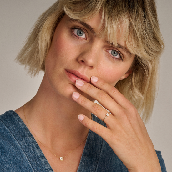 BLUSH 14k GG RING MET ZIRKONIA PAVÉ BEZET 4KANTJE EROP - 10069365