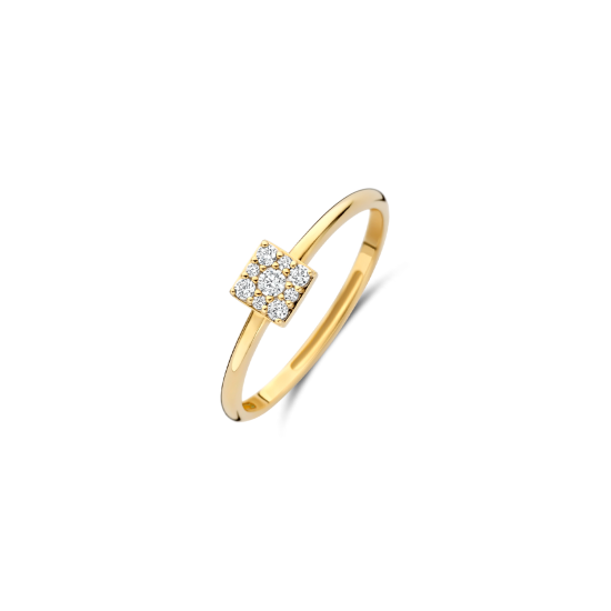 BLUSH 14k GG RING MET ZIRKONIA PAVÉ BEZET 4KANTJE EROP - 10069365