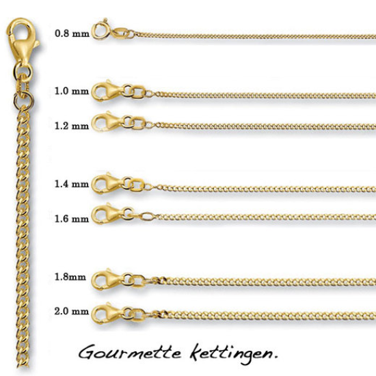 8k GEELGOUDEN 1,2mm GOURMETTE COLLIER 50cm - 10069378