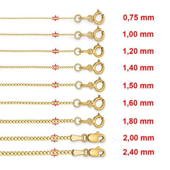 8k GEELGOUDEN 1,3mm GESLEPEN ANKER COLLIER 50cm - 10069386
