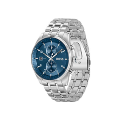 HUGO BOSS "SKYTRAVELLER" HERENHORLOGE STAAL CHRONO BLAUWE WIJZERPLAAT HB1514216 - 10069388
