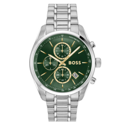 HUGO BOSS "GRAND PRIX" HERENHORLOGE STAAL CHRONO GROENE WIJZERPLAAT HB1514266 - 10069389