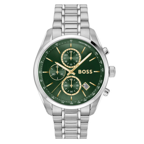 HUGO BOSS "GRAND PRIX" HERENHORLOGE STAAL CHRONO GROENE WIJZERPLAAT HB1514266 - 10069389