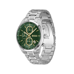 HUGO BOSS "GRAND PRIX" HERENHORLOGE STAAL CHRONO GROENE WIJZERPLAAT HB1514266 - 10069389