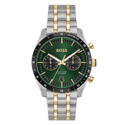 HUGO BOSS "TOURMASTER" HERENHORLOGE BICOLOR-STAAL CHRONO GROENE WIJZERPLAAT - 10069391