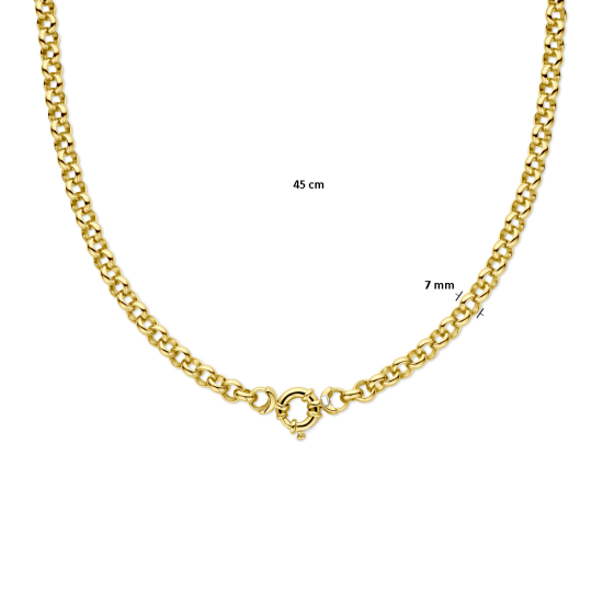 SILGOLD 14k GEELGOUDEN JASSERON COLLIER 7mm 45cm MET MASSIEF ZILVEREN KERN - 10069396