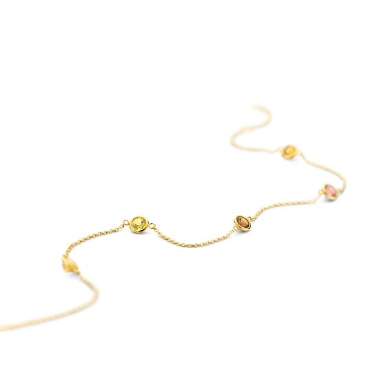 BLUSH 14k GG MULTICOLOR ARMBAND TOPAAS, CITRIEN ROOKKWARTS RHODOLIET EN PERIDOOT 2266YFC - 10069404